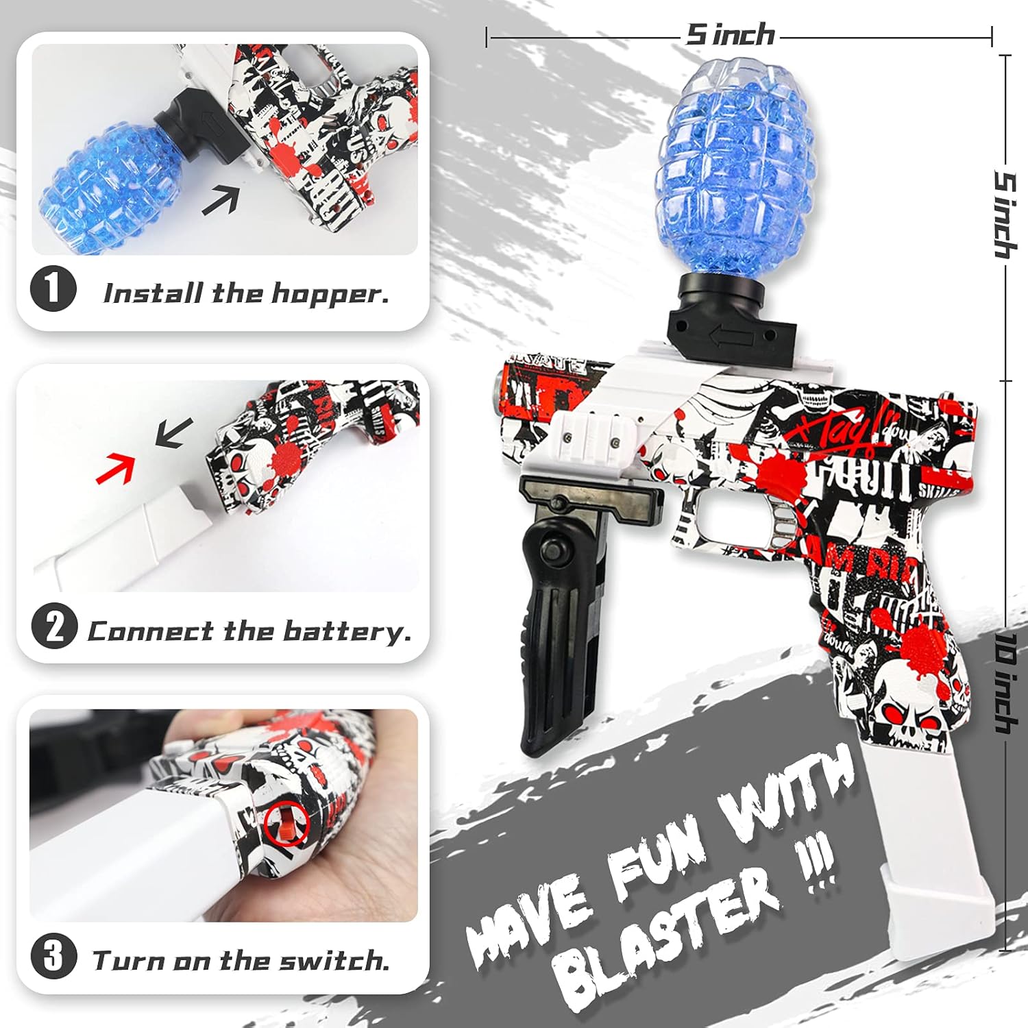 BIU BLASTER Gel Ball Blaster,Electric Gel Gun Water Ball Guns Automatic Burst Gel Balls Highly Assembled Toy Guns Outdoor Blasters Age 12+ (MODEL3) : Toys & Games