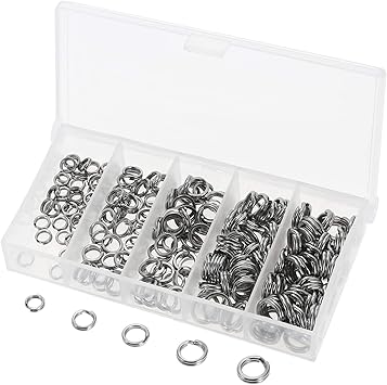 Amazon Yffsfdc スプリットリング 0個セット 直径5mm 6mm 7mm 8mm 9mm マイクロソリッドリング すぷりっとりんぐ 釣り リング 道具 5サイズ 収納ケース付 平打ち リング 釣り具 釣り用品 Yffsfdc スプリットリング