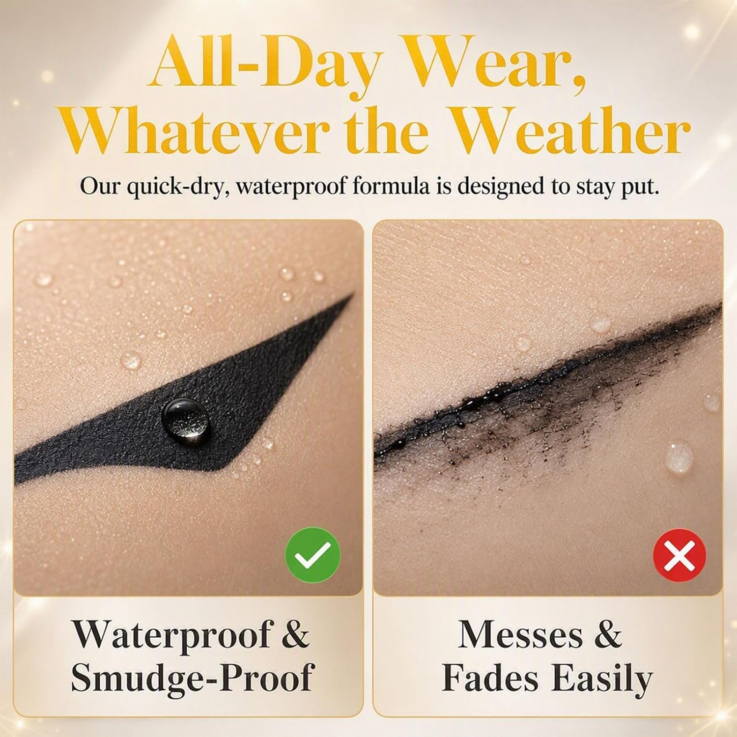 3‑in‑1 Eyeliner & Lower Lash Stamp Kit, Waterproof Eyelash Stamp Tool, Waterproof Smudge-Proof Black & Brown Ink, Wing Eyeliner Stamp, Lower Lash Stamp, Beauty Mark Stamp, Portable Case(1 Pack)