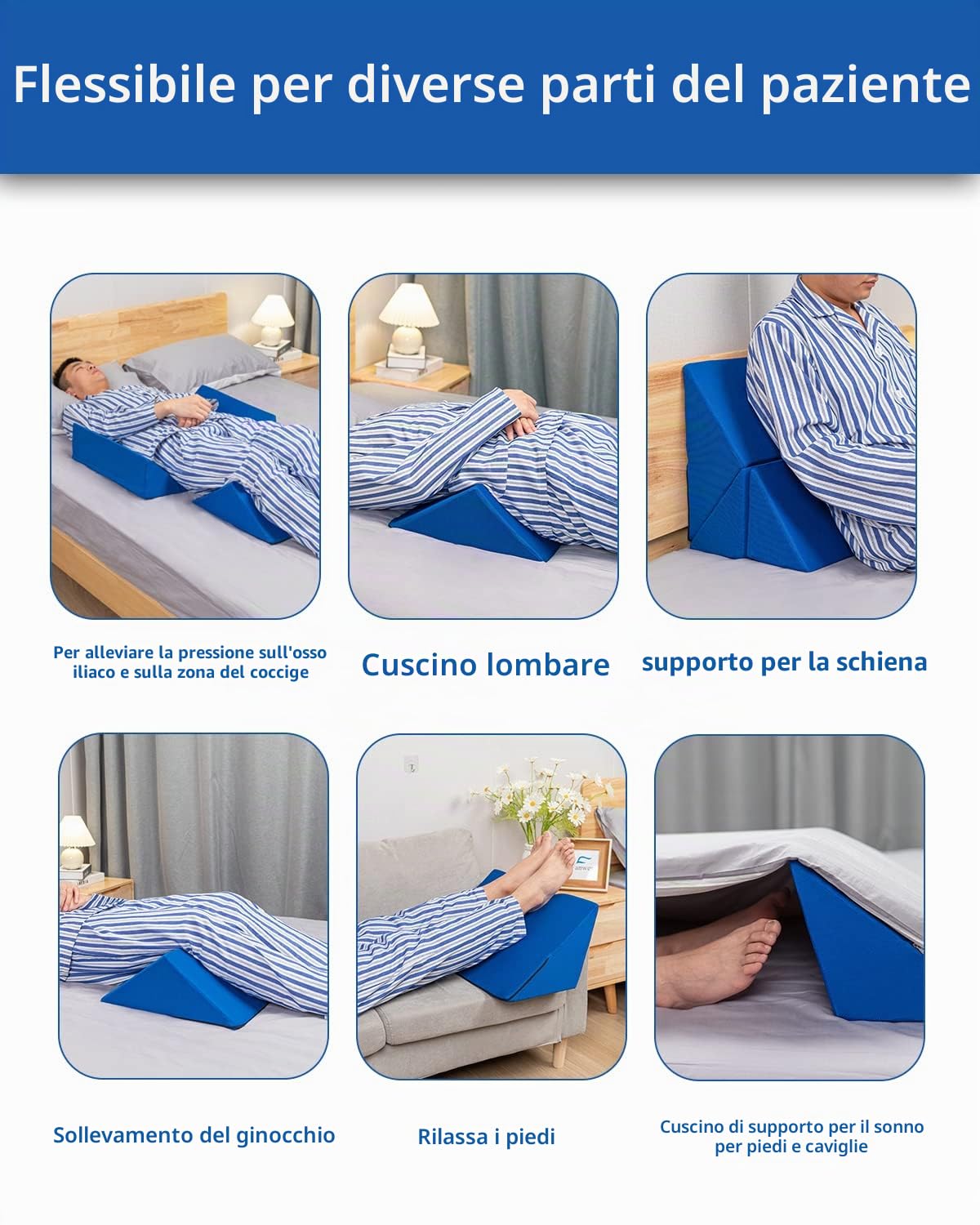 Fanwer Cuscino a cuneo per il posizionamento durante il sonno laterale (3 in 1), cuscini a cuneo triangolari da 40 gradi e posizionatori per il corpo per il mal di schiena, prevenzione delle piaghe da