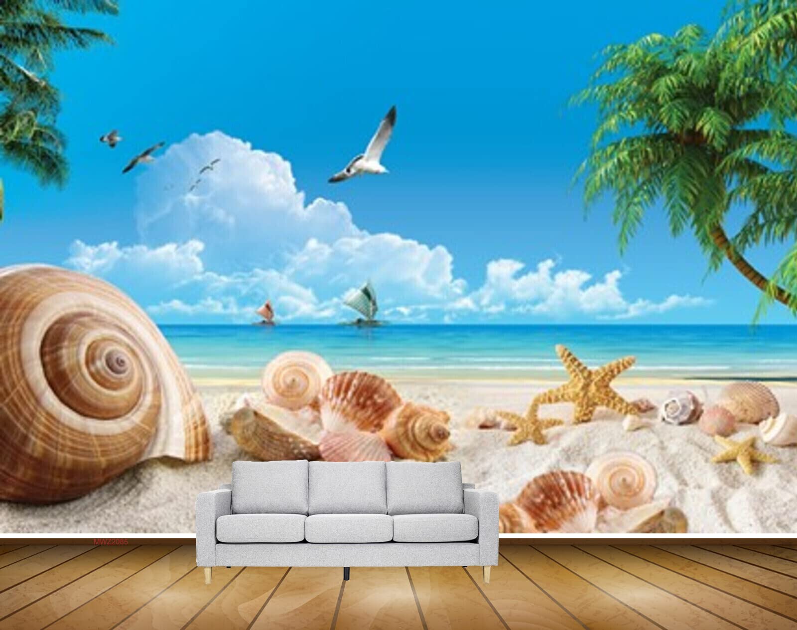 Mystic Walls MWZ2085 Seashells Seabirds Starfish Trees Seabirds Clouds Beach HD 3D Wallpaper for Bedroom, Hall[12 ft x 10 ft] / [366 cm x 305 cm] (B0B3CPWJB1) Amazon Price History, Amazon Price Tracker