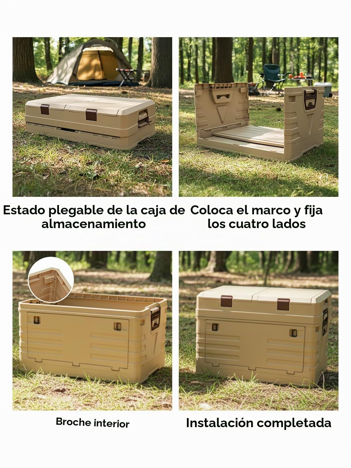 solarplay Caja de almacenamiento plegable de 60L con tapa, caja plegable extra grande con marco reforzado, que ahorra espacio al plegarse para coche, camping, hogar y jardín (57.5 x 22 x 40.5 cm)