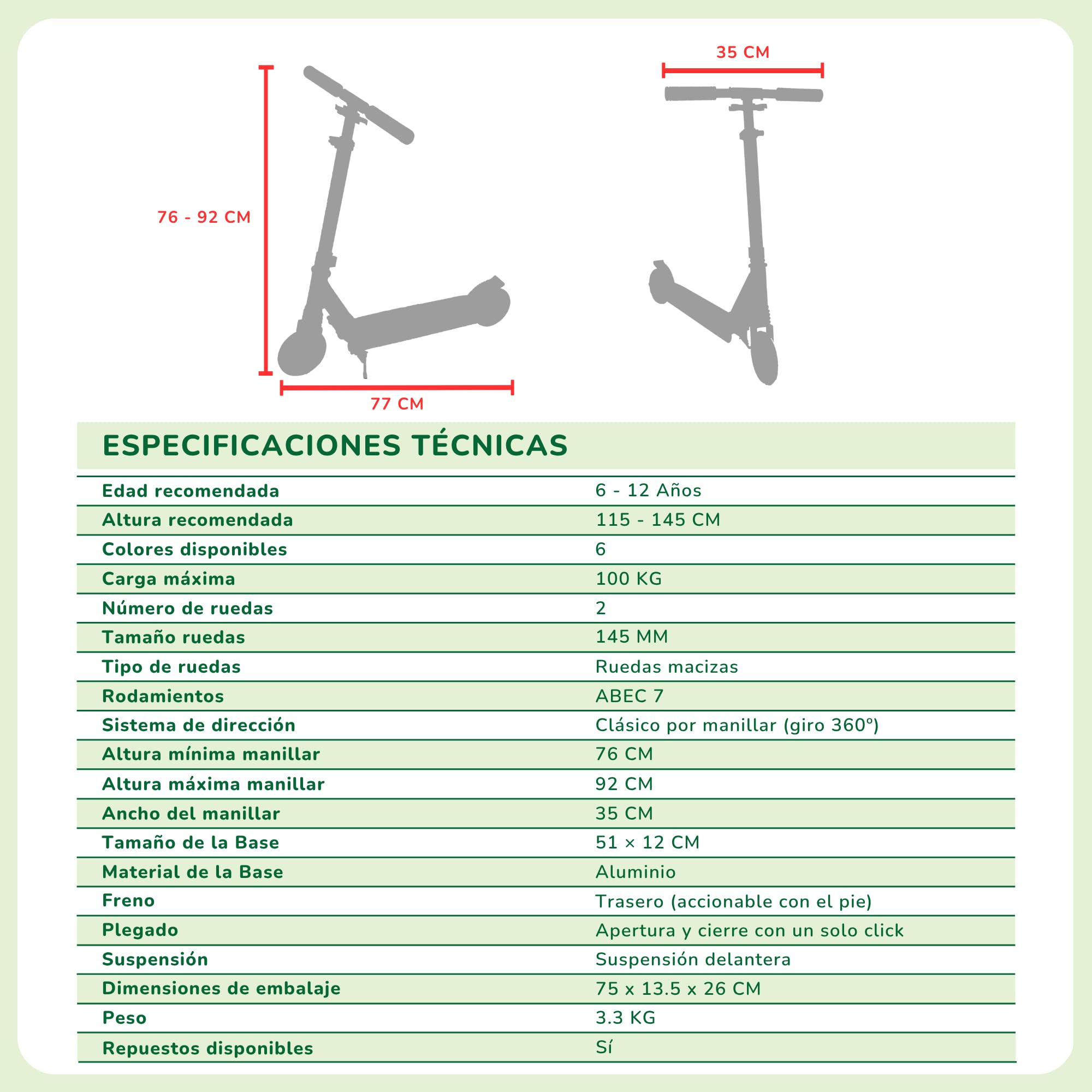 Sawyer Bikes Patinete Ajustable y Plegable Niños 6 a 12 Años
