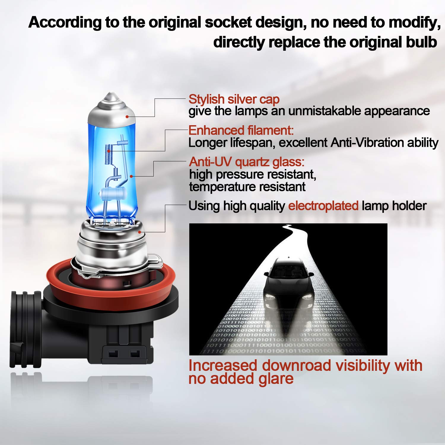 WinPower - 24V H11 Halogenbirnen - 70W Super Bright Ultra White 5000K Auto Nebelscheinwerfer Scheinwerferlampen, 2 Stück