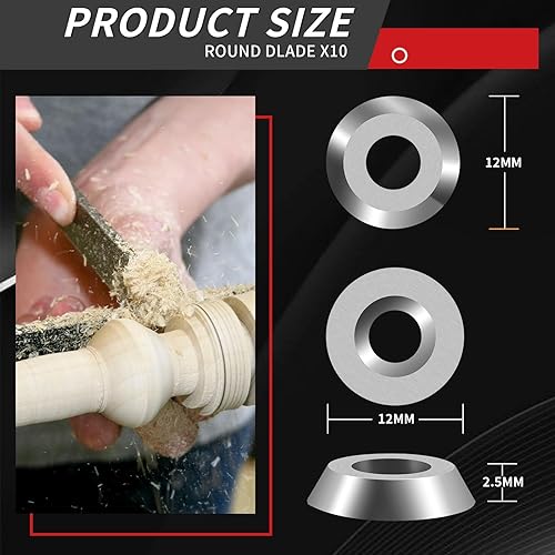 Insertos de carburo redondos de 12 mm para torneado de madera, juego de insertos de cortador de carburo de tungsteno indexables R12 X 2.5 mm para