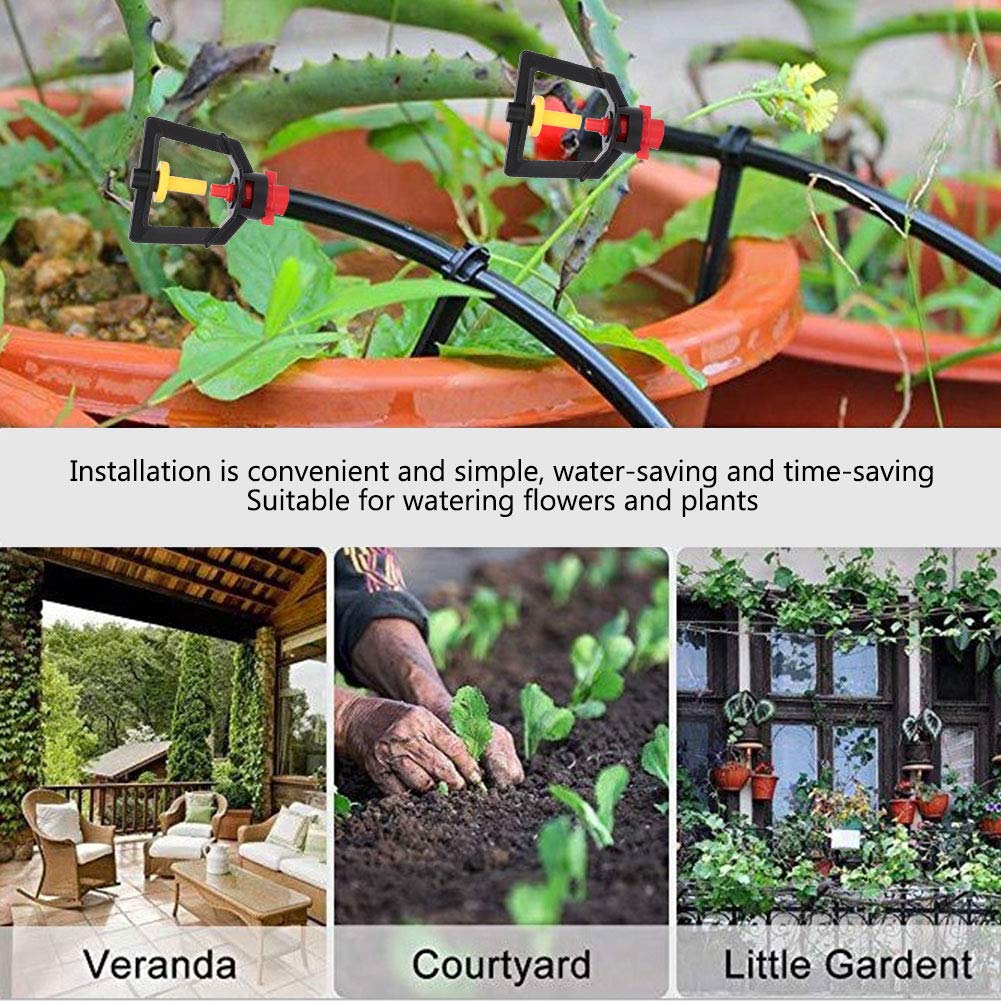 Kit di irrigazione a goccia per strumento di irrigazione automatica fai-da-te, di irrigazione da giardino con tubo da 10 m, 10 ugelli e connettori, per piante da serra da balcone