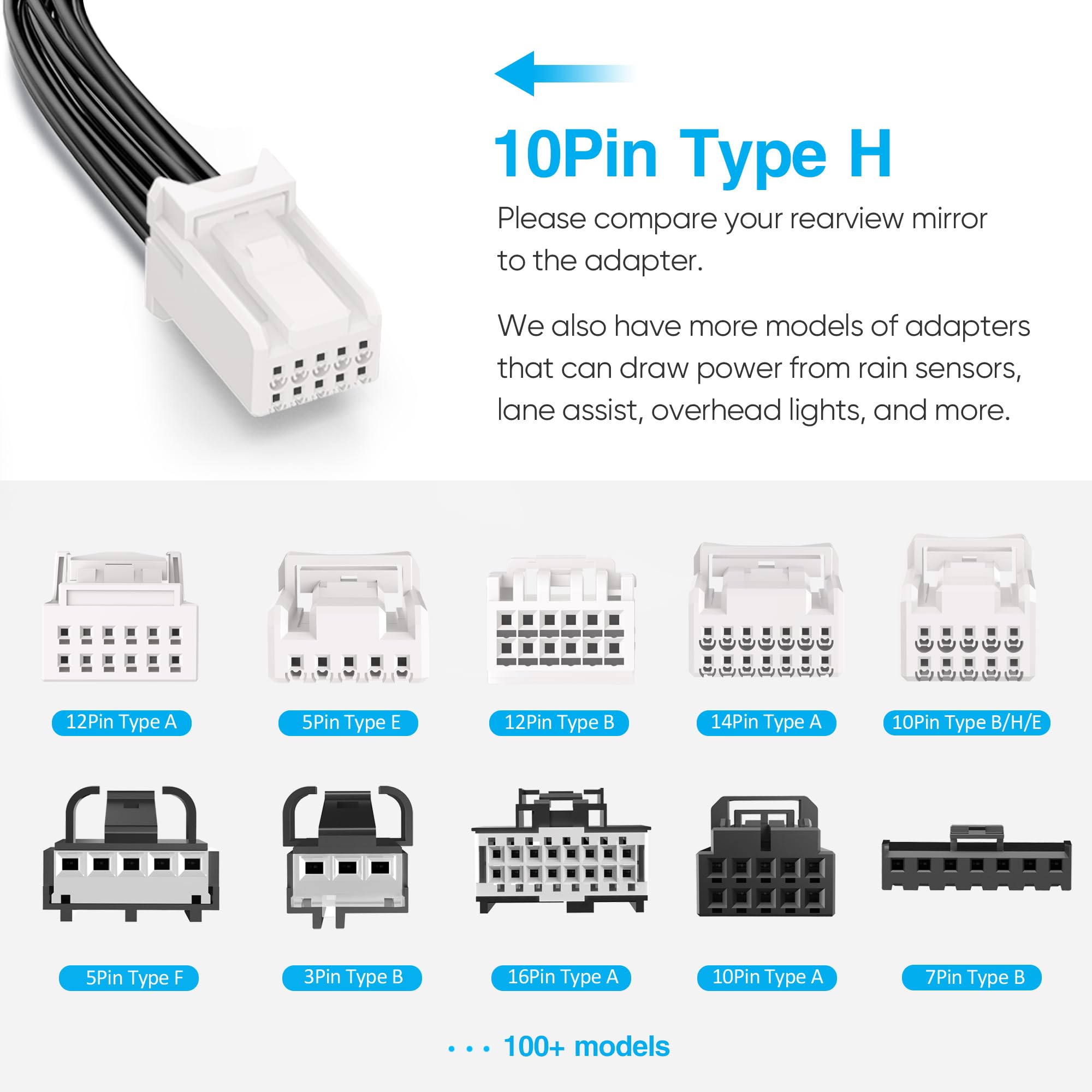 Pixelman - Adaptador de cable de cargador GPS para Garmin (10 pines tipo H), compatible con Hyundai Tucson, Kia, etc. Cable de alimentación USB oculto integrado para Garmin Nuvi Zumo xt, se conecta al
