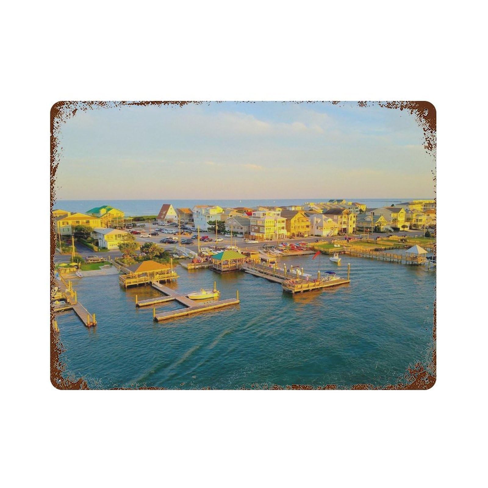 xiaoxiaoshen Real Photo Wrightsville Beach North Carolina Wall Decor Art Metal Tin Poster Modern Home Decor Art Home Bar Shop Decorations Vintage Sign 30x40cm