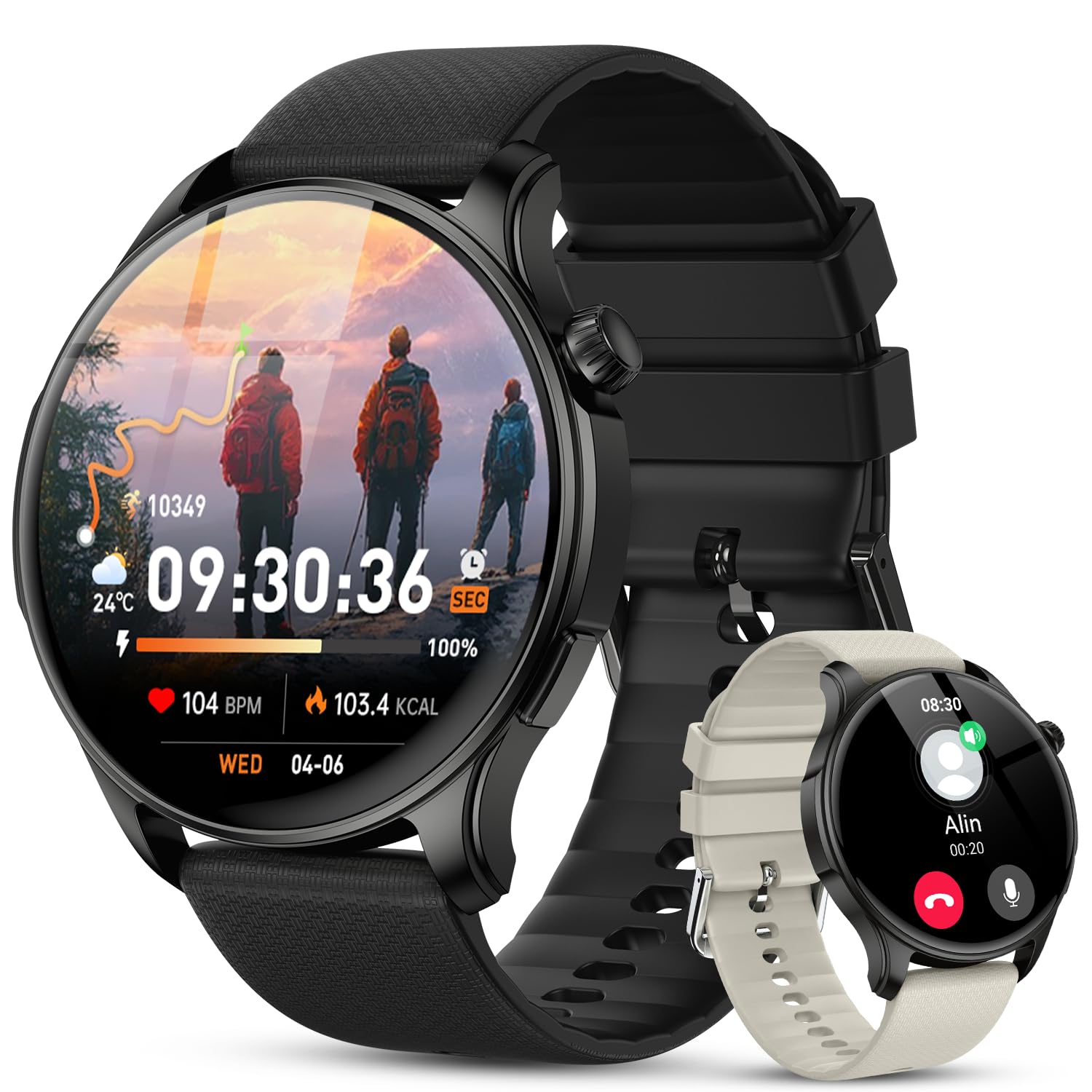 Smart Watch for Men Women Answer/Make Call: Military Smart Watches for Men Fitness Tracker Smartwatch for Android Phones iPhone Compatible Samsung Watches Heart Rate Sleep Monitor IP68 Waterproof Black-Gui
