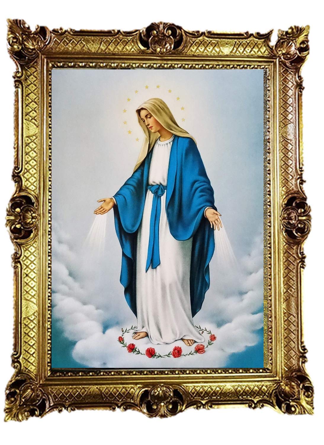 Mutter Jesu Christi Maria Magdelena Antik Barock Rahmen Barockrahmen mit Bild Wandbild 70x90cm Kunstdrucke Gemälde Religiöse Bilder Kunst von Heiligen Heiligenbild Repro für Home Büro Praxis Café 58B