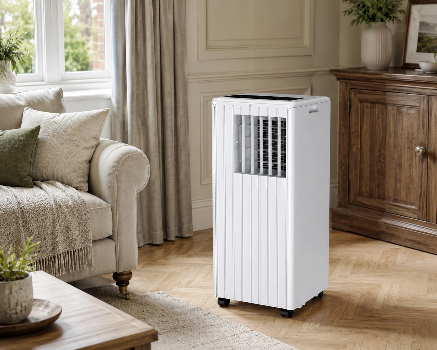 GarveeMore 7000 BTU Portable Air Conditioner, 3-in-1 Mobile Air Conditioning Unit for Rooms up to 28m², 36L/Day Dehumidifier & 2-Speed Fan, Energy Class A, 24H Timer, Quiet AC with Window Kit & Remote
