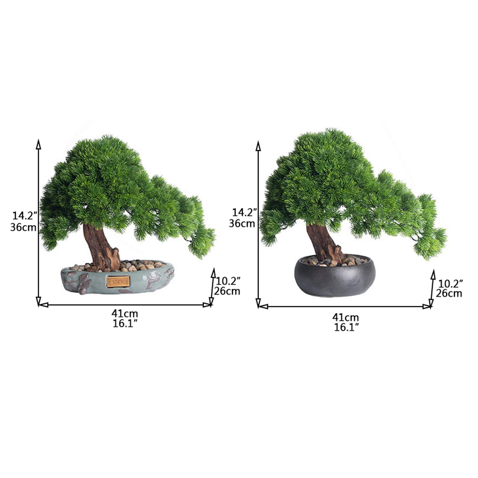 Knstliche Bonsai-Kiefer Aus Kunststoff - Realistische Kunstpflanze Im Topf  Fr Wohnzimmer, Bro & Dekoration, 18 Cm