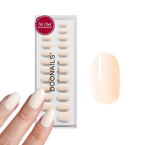 DOONAILS® - Soft Gel Press On Nails 30er Set, Cheesecake abgerundete Form Creme, Nägel zum Aufkleben Full Cover in Salonqualität, Fake nails soft gel, Medium Natürliches & angenehmes Tragegefühl