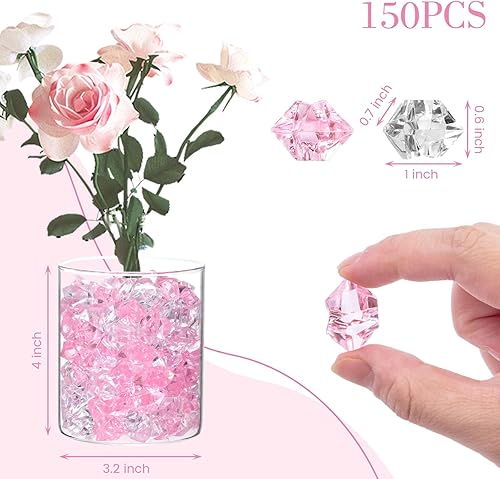 Miniatura 10 de DomeStar - Piedras de hielo falsas y trituradas 150 unidades de cubos de hielo de plástico acrílico transparentes con diamantes de imitación para