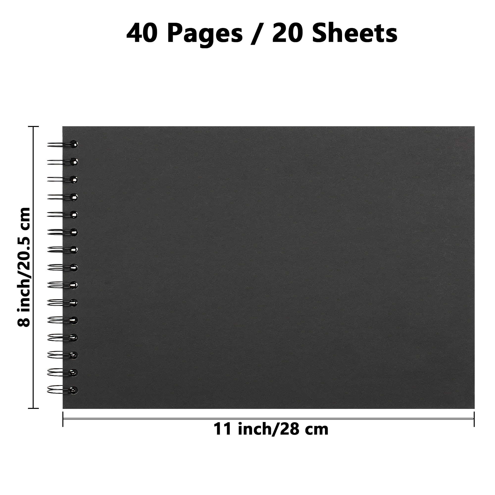 Yopih DIY Scrapbook Album 28x20.5 cm Hardcover Kraft Paper Scrap Book with 20 Sheets Memory Book for Family and Wedding Photography Black - Image 2