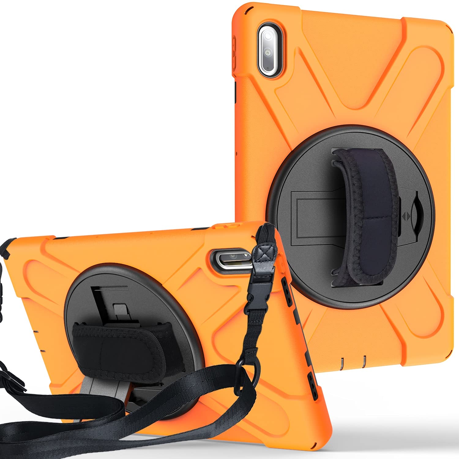 Pokrywa tabletu Pokrywa tabletu dla Huawei MatePad 10.4inch, Dzieci Full Body Shockproof Tablet Case z Pasek ręczny/Pasek na ramię Obrotowy Kickstand Strona główna tabletu(Orange)