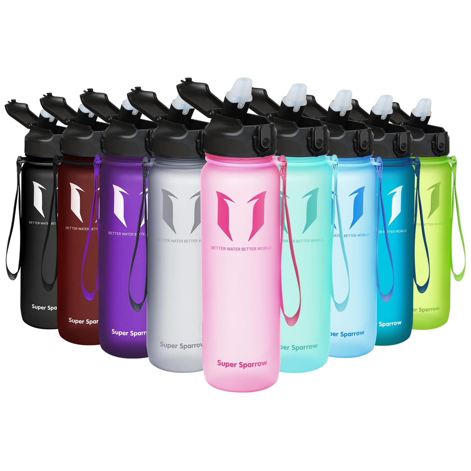 Super Sparrow Water Bottle with Straw - 1000ml - Non-Toxic BPA Free Tritan Sports Water Bottle - Leak Proof Gym Bottle