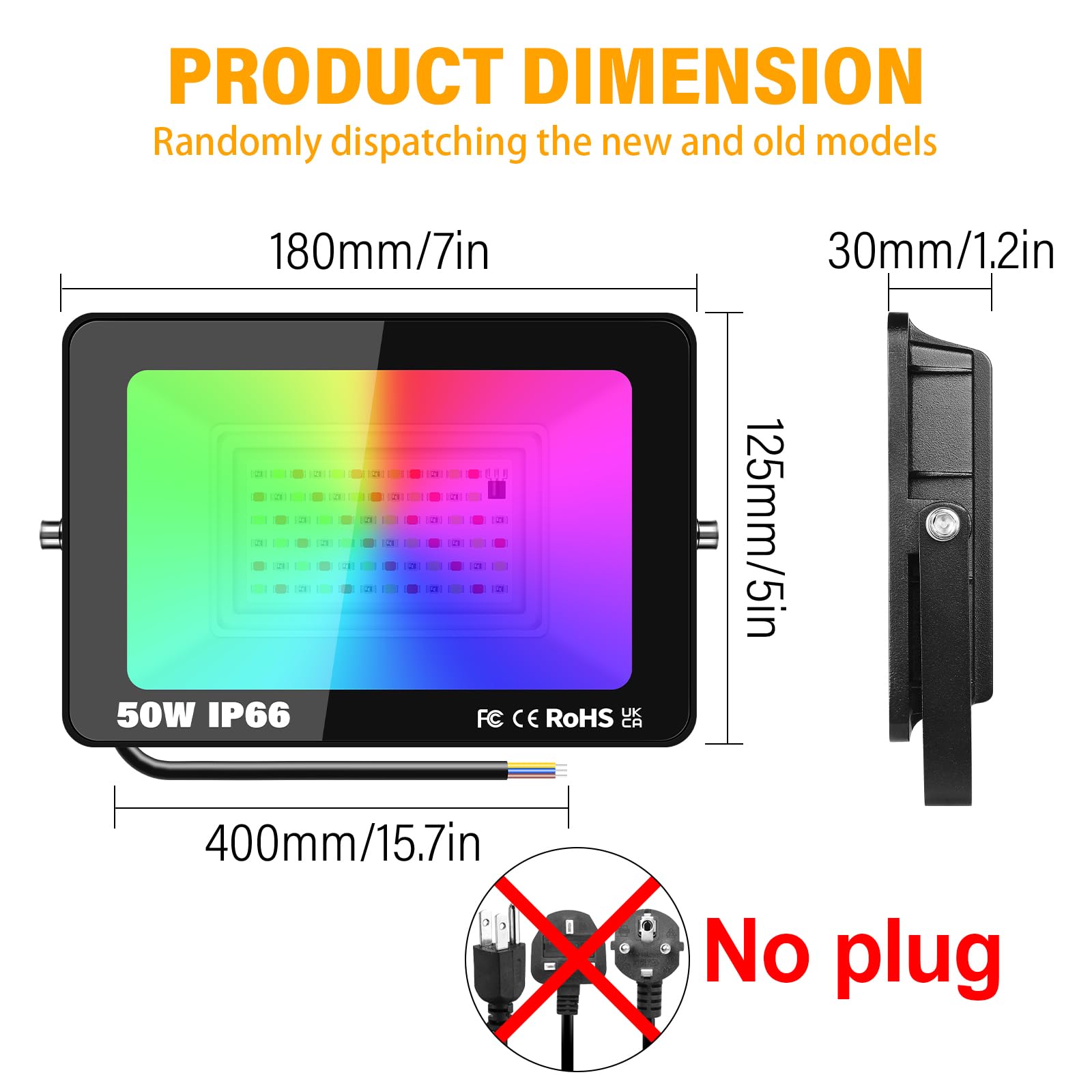 RIGIDON 4x 50W RGB led strahler mit IR fernbedienung, 5000lm RGBW flutlicht | ohne stecker, außen, IP66, farbwechsel, 16 farben 4 modi dimmbar fluter lampe, für party garten baum landschaft disco feiern