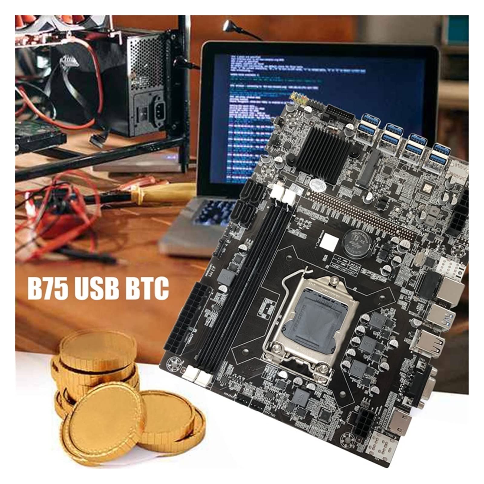 PRIZOM B75 12GPU BTC マイニングマザーボード + G1610 CPU+SATAケーブル+サーマルグリースサポート