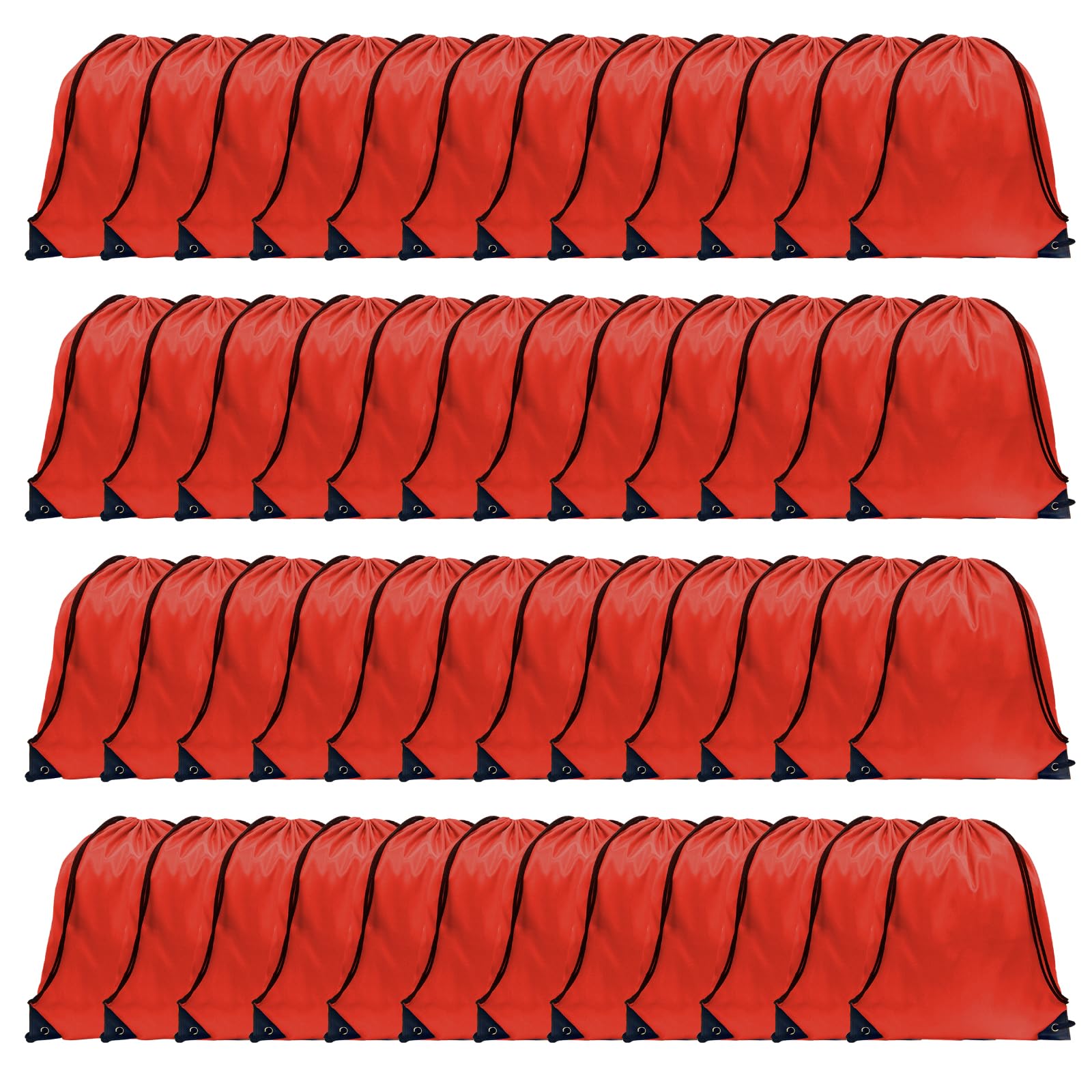 GoodtoU Nylon Drawstring Bags - Bulk 48Pcs Red Cinch Sack Gym Backpack for Sport, Traveling, Team