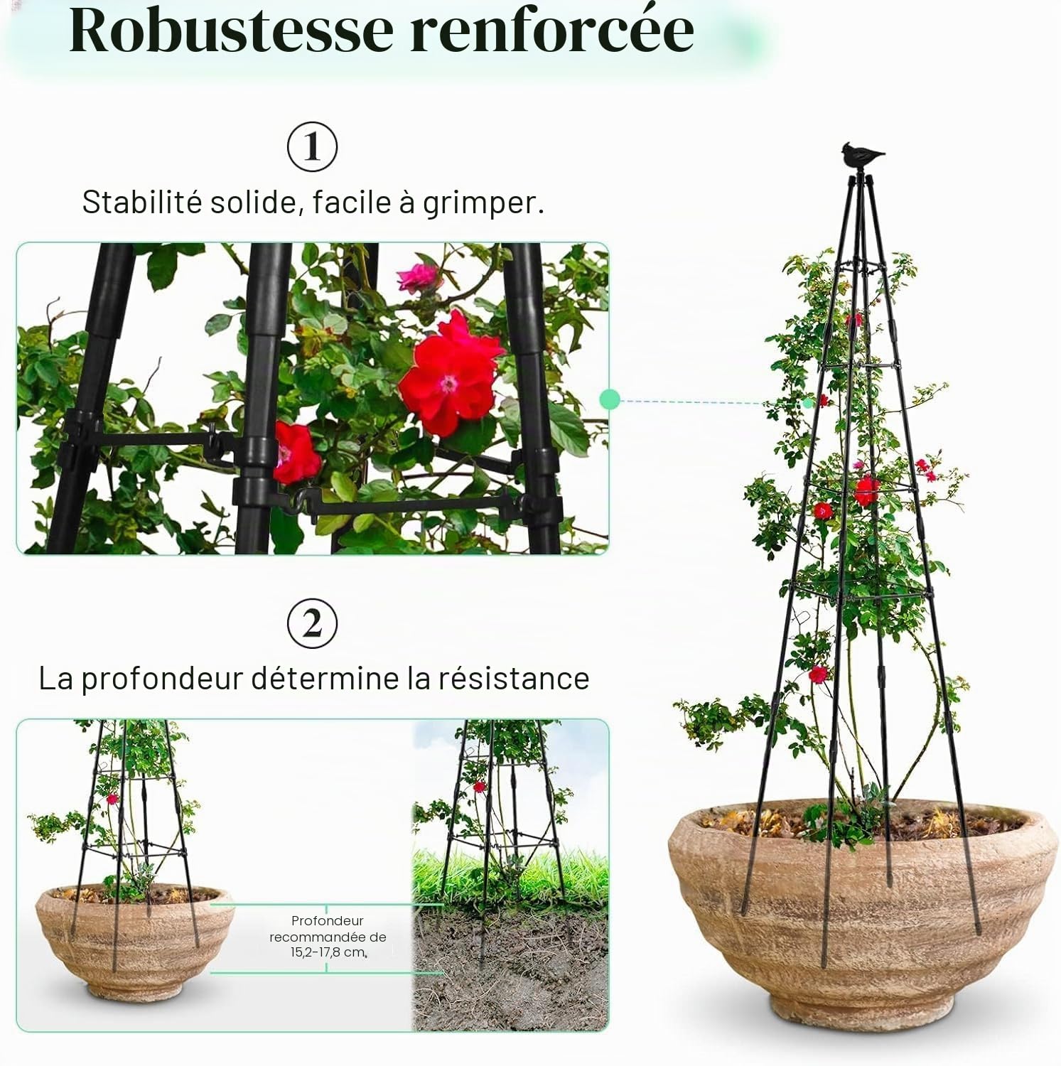 MYMULIKE Set de 2Pcs 165cm classements Jardin auxiliaire – Treillis obélisque métal Noyau décoratif Escalade Treillis végétal, Fond de cérémonie Festive – Jardin, Serre, Cour et Salon
