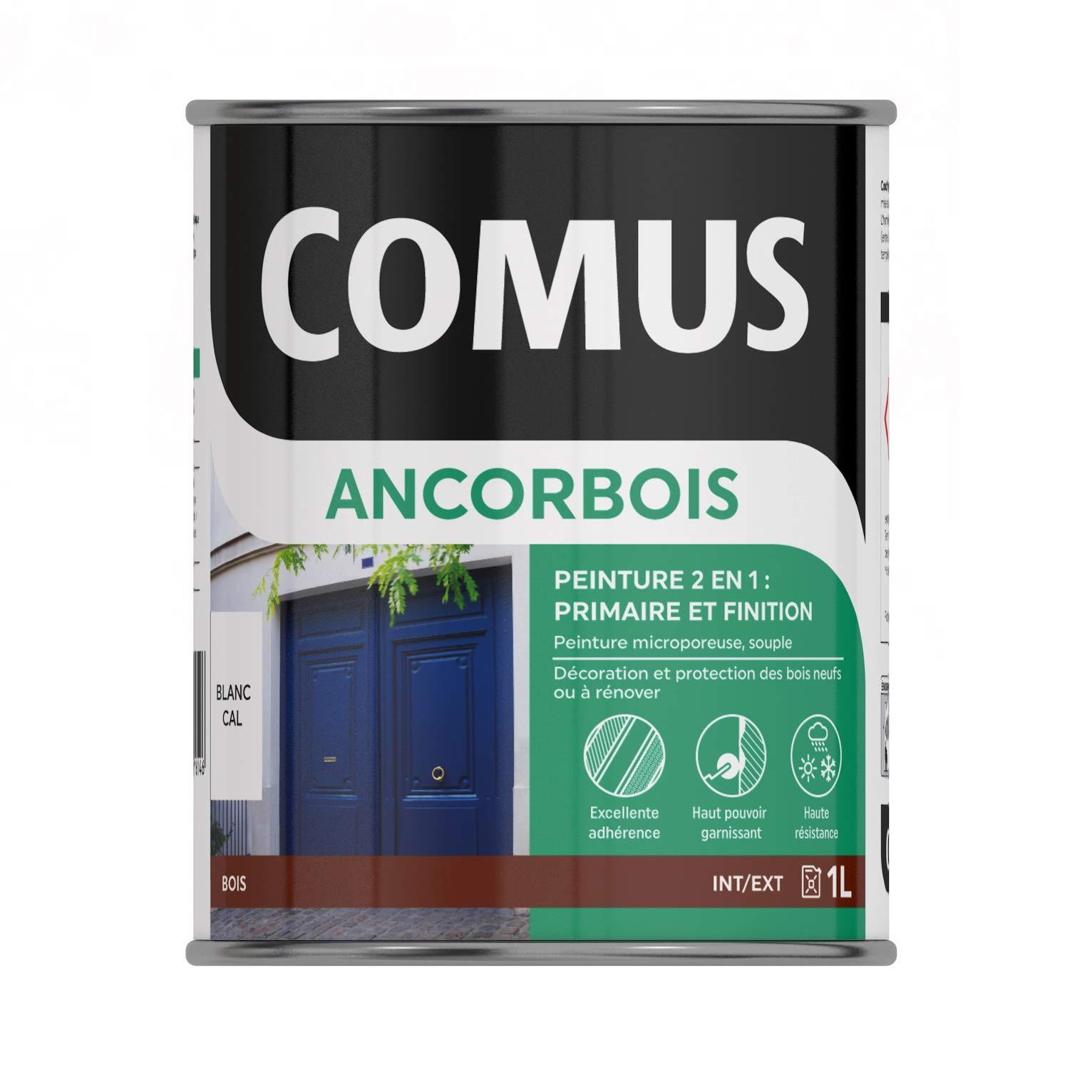 Revêtement Bois Décoratif Comus Peinture Microporeuse Comus ANCORBOIS -  Blanc 1L - Protection Et Décoration Bois Peinture Primer Finition