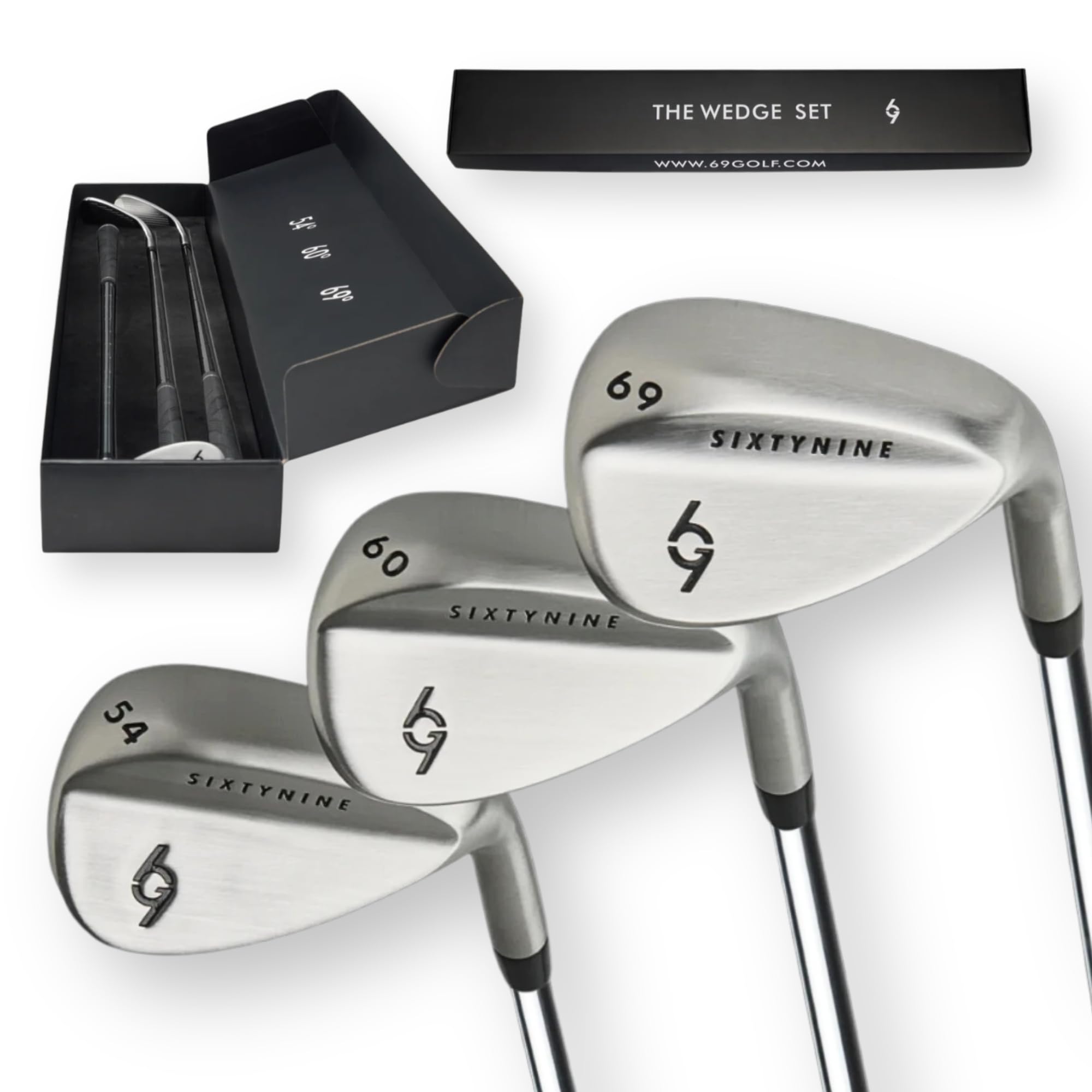 Golf Wedge Set for Men & Women (54/60/69 Set) by 69 Degree Golf | Lob, Sand & Pitching Wedges | Length 35" Steel Shaft
