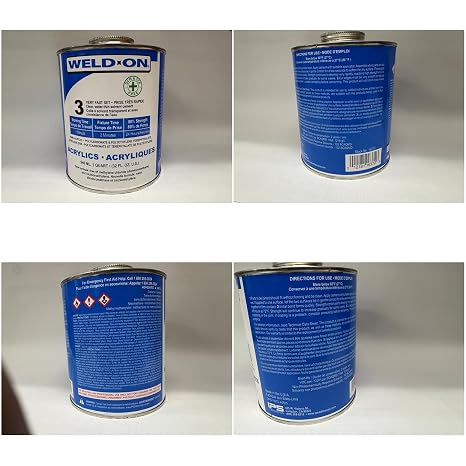 Weld-On #3 Acrylic Cement, Low-VOC, Quart w/Precision Applicator Tip (5)