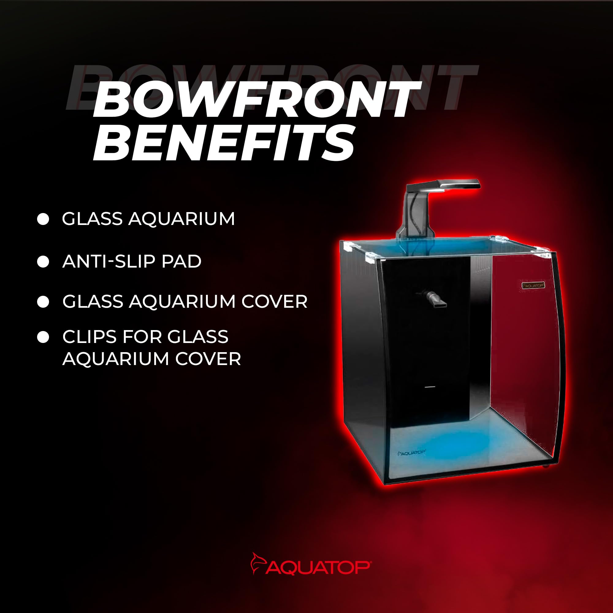 Aquatop Acuario de vidrio vertical con arco frontal, 5 galones, seguro para agua dulce y salada, tanque de peces de escritorio, tanque todo en uno con filtro, luz LED, vidrio de alta claridad y bajo