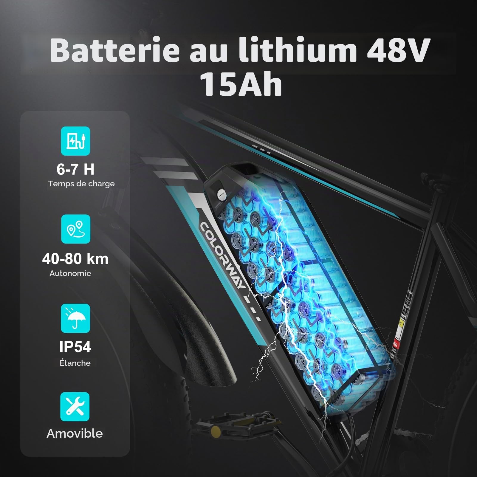 COLORWAY BK15 Vélo Électrique 26 Pouces pour Adultes, Batterie 15Ah, Moteur 250W, 7 Vitesses, Suspension Avant, Double Frein à Disque, Vélo Électrique Ville & Tout Terrain, Jusqu’à 120 kg