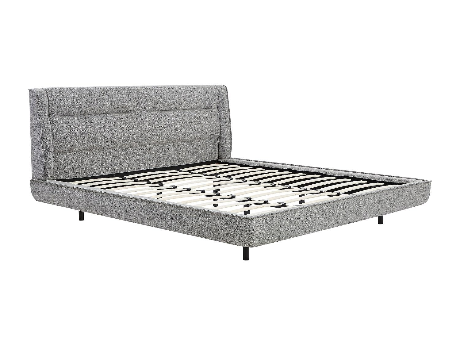Vente-unique - Lit 180 x 200 cm - Tissu Bouclette - Gris - ISYDE