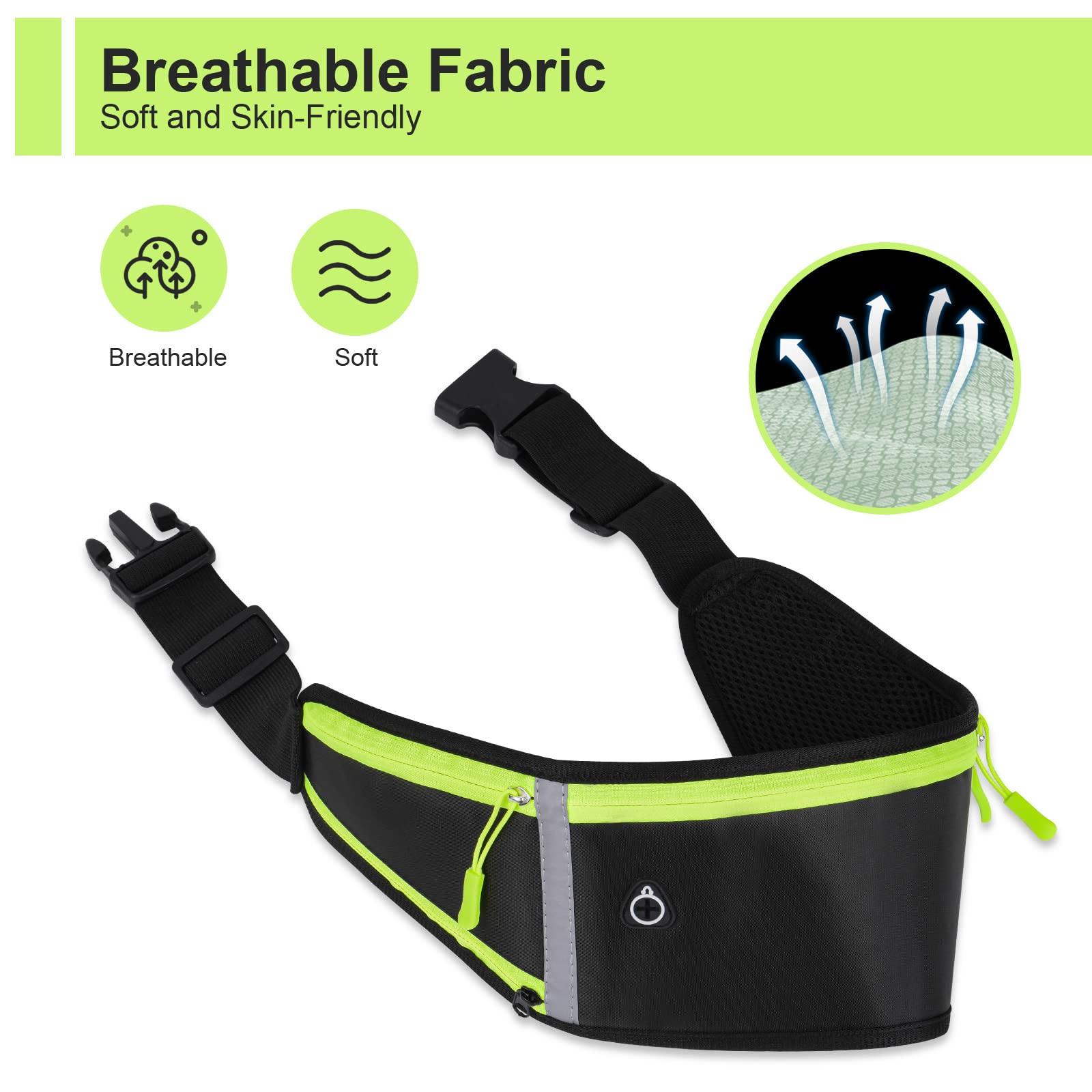 Flintronic Marsupio Sportivo, Marsupio Running Doppia Tasca per iPhone -Cintura Palestra e Porta Cellulare da Corsa con Gancio Portachiavi