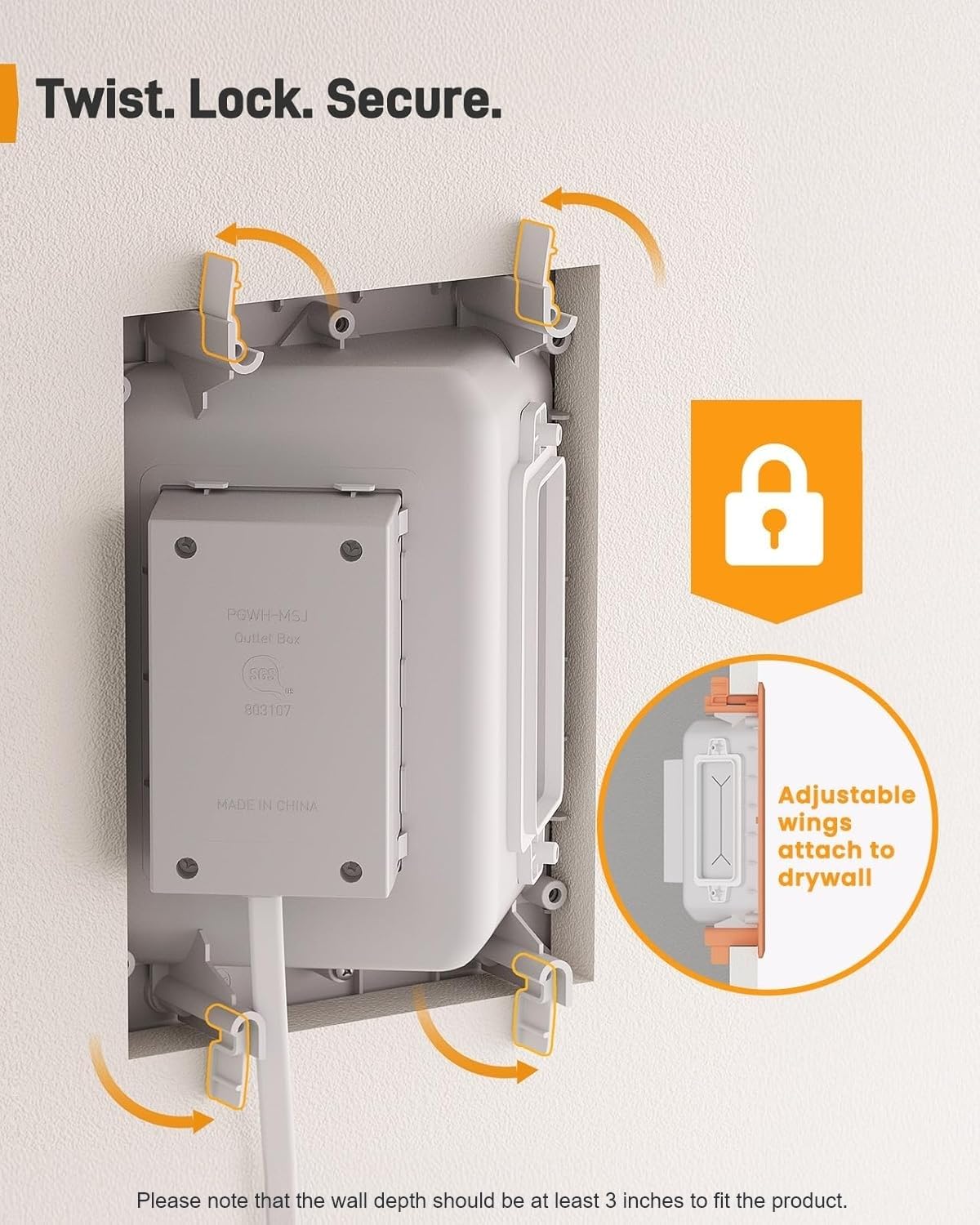 Perlegear Hider - Cavo per montaggio a parete TV con prese AC, porte USB-A e USB-C, kit di gestione dei cavi a parete, include modelli di trapano, sacchetti per la polvere, sega per cartongesso