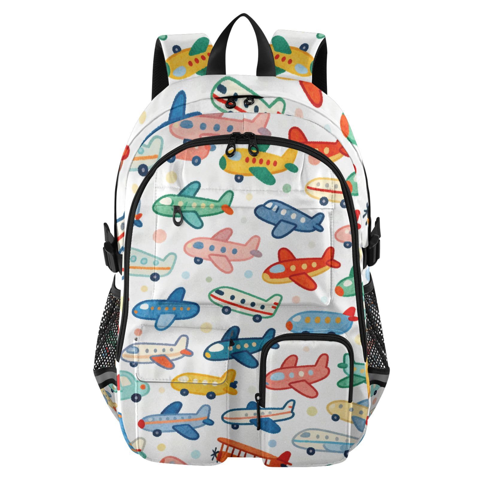 Mochila de viaje grande para universidad escuela trabajo con aviones animados 8