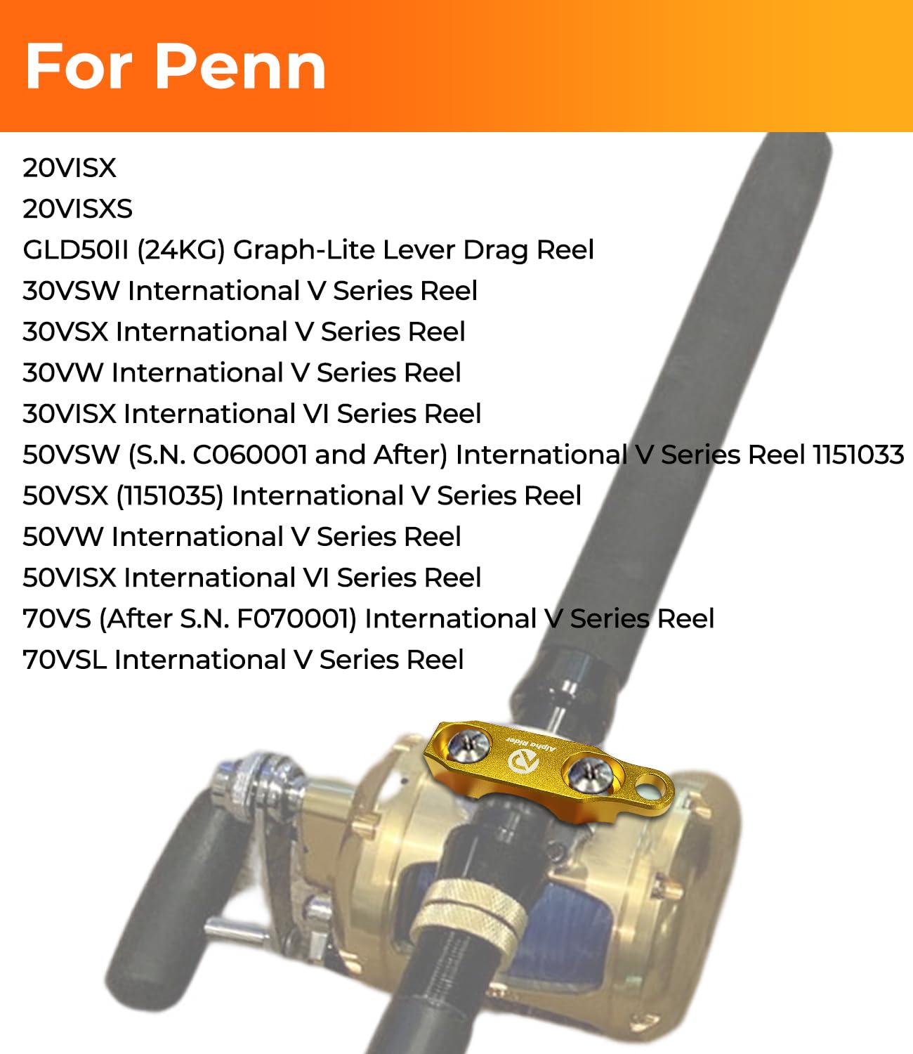 Abrazadera de carrete de pesca, piezas de carretes de pesca para Penn 20 30 50 70 International V VI Series Reel Rod Clamp Mount Aleación de aluminio anodizado (sin pernos ni tornillos)