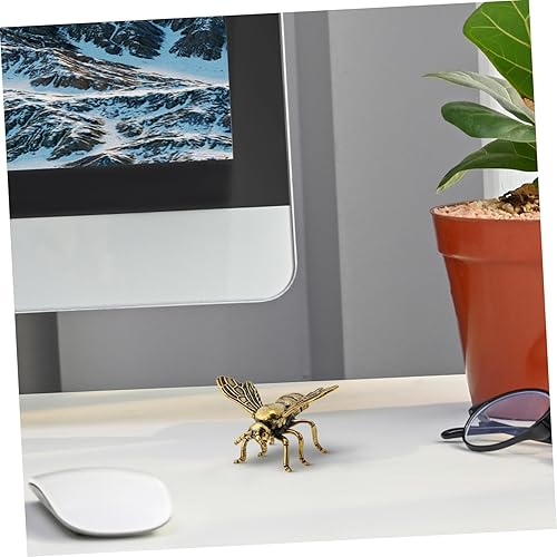 Miniatura 9 de VICASKY Estatua retro de latón, adorno de estatua de latón pequeño, estatua de artesanía de latón, escultura de abeja pequeña, dije de llave de