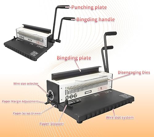 Miniatura 2 de Rayson TD-1500B34 - Máquina de encuadernación con agujeros de tamaño cuadrado, 3:1, perforadora de alambre o 15 hojas/encuadernación de 130 hojas