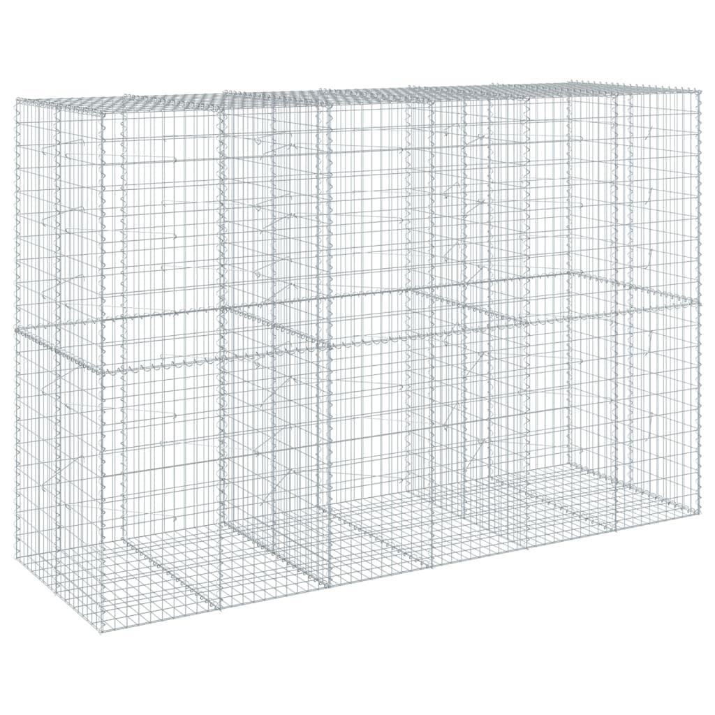 Gavión con tapa, 300 x 100 x 200 cm, cesta de piedra galvanizada | Cesta de alambre de metal resistente para jardín. Fácil montaje sin herramientas gracias a sus prácticas varillas en espiral.