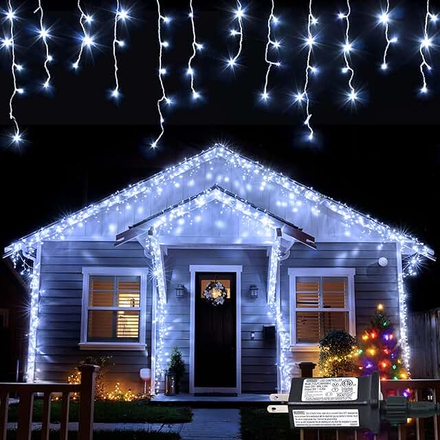 christmas led icicle lights outdoor