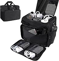 Vista 1 de Cable Organizer Bag,Cable Management Box Cord Organizer Case,Electronics Cord Storage Bag with Adjustable Divider Large Cable Storage Bag Carrying