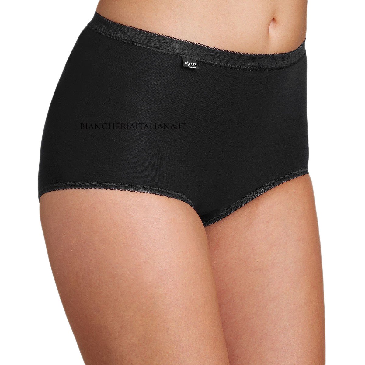 Sloggi Culotte Femme Basic Maxi slip taille haute en coton lot de 8 noir 48