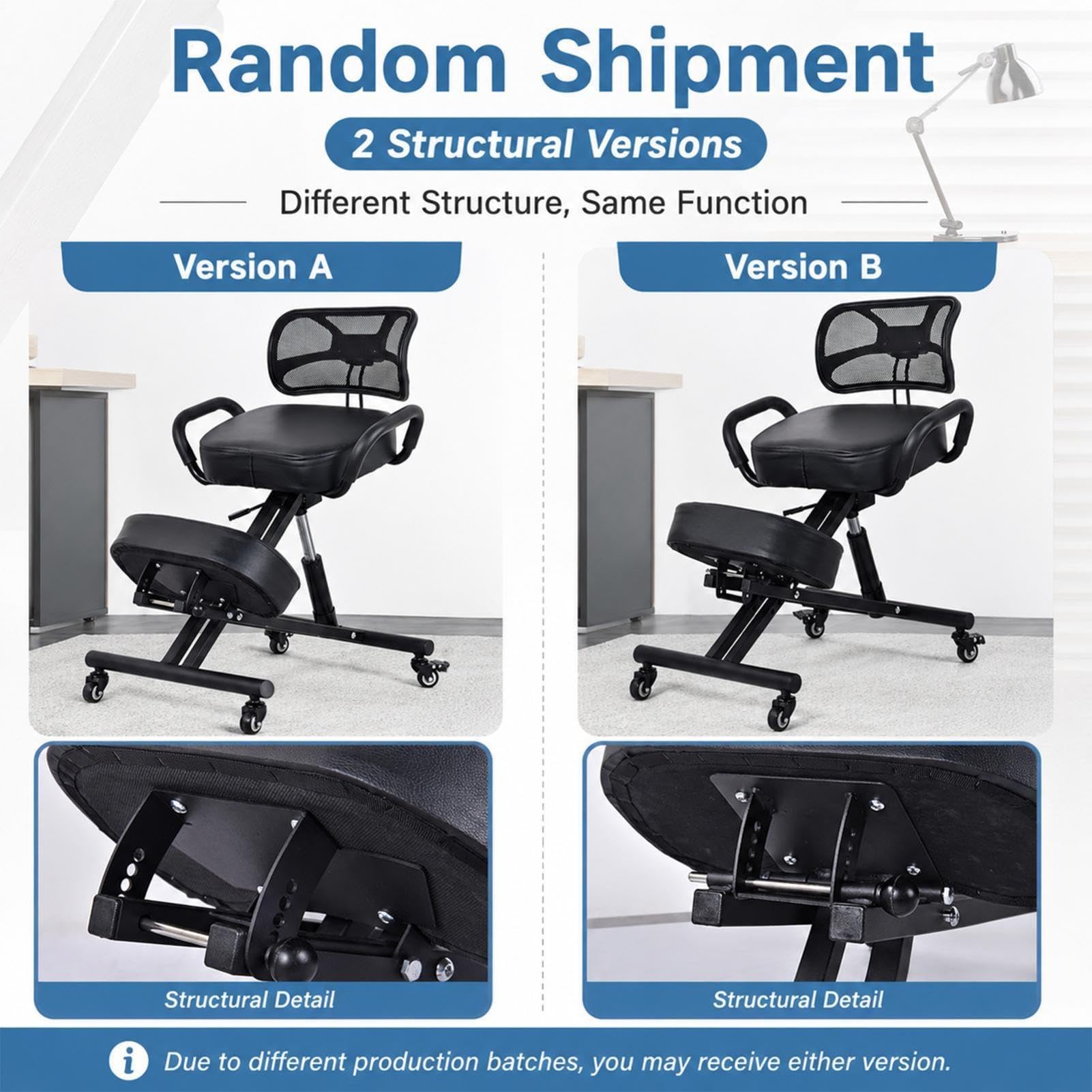 Genérico Silla ergonómica de Rodillas con Respaldo, Taburete Ajustable | para el hogar y la Oficina con Asiento Inclinado para una Mejor Postura, Cojines Gruesos y cómodos