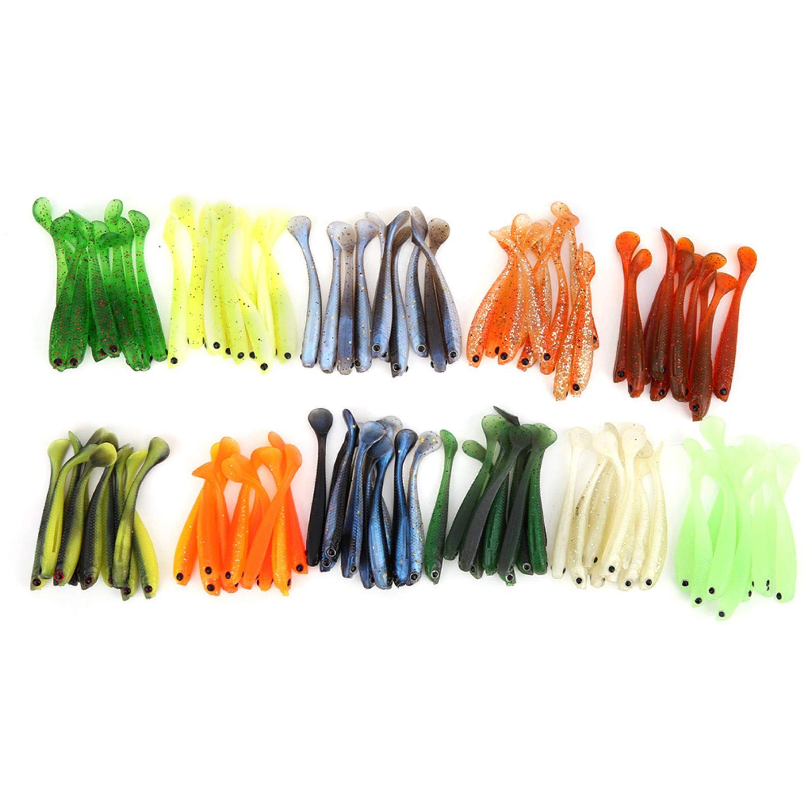 55mm Fishing Lure Fishing Jigs Bass Lures Simulazione Artificiale Piccolo Pesce Morbido Esche Esche Esche con T Tail Accessorio
