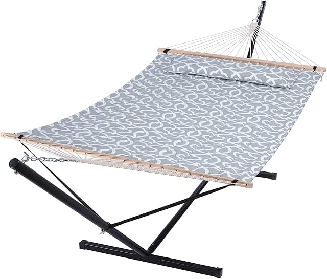 SUNCREAT 55 Inch Extra Large Double Hammock with Stand, 475lbs Capacity,...