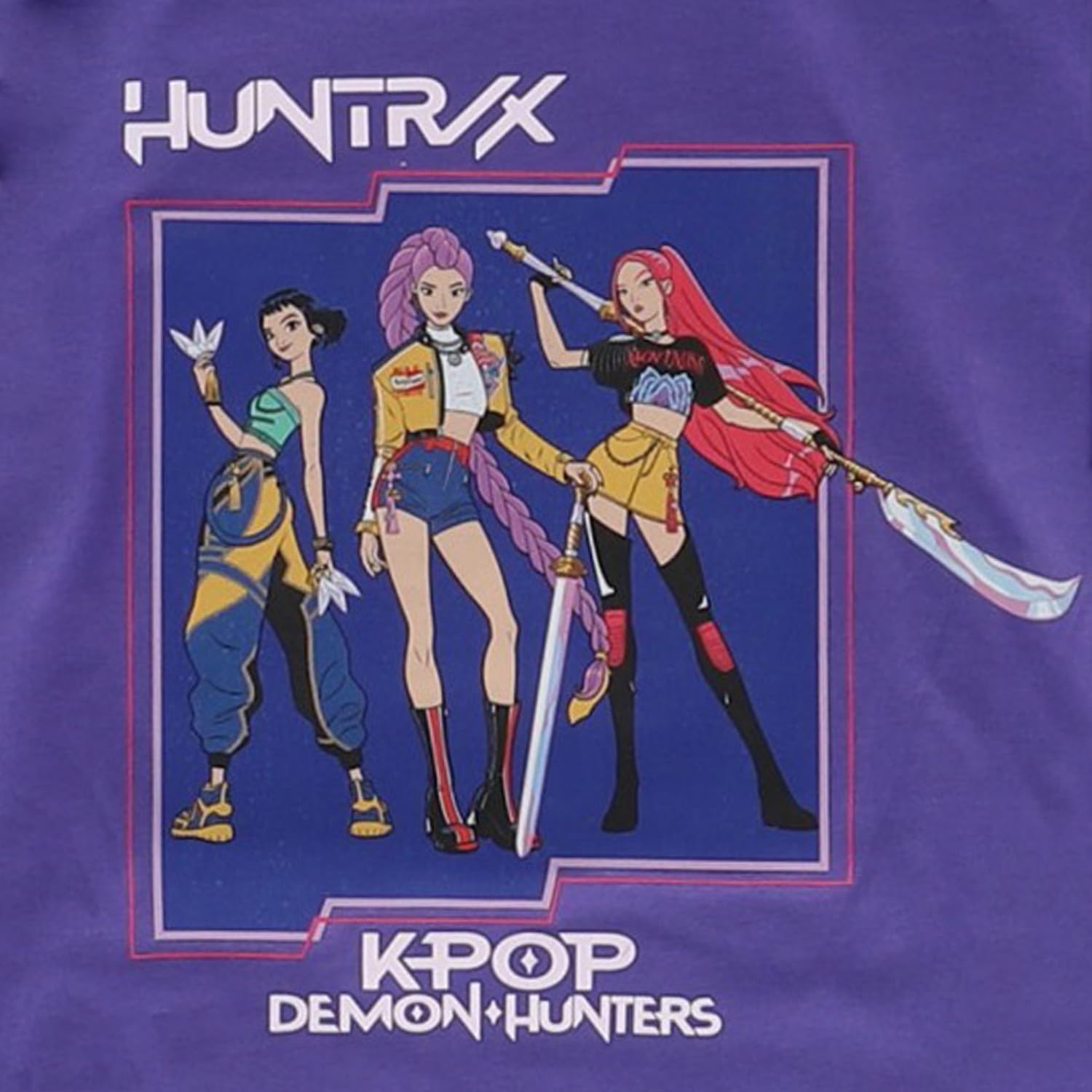 SAHINLER créateur d'univers K-Pop Demon Hunters - Pyjama Enfant K-Pop Demon Hunter Huntrix - Ensemble Haut & Pantalon - 100% Coton - Style Coréen - Tissu Doux 160 GSM - Violet et Gris