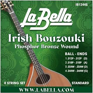 La Bella IB1244S Irish Bouzouki – Standard Phosphor Bronze Wound 8- Strings 12-44