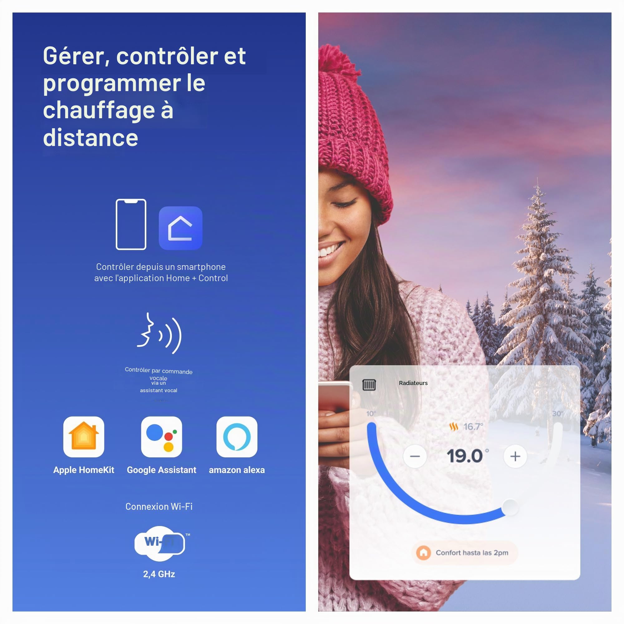 Bticino XG8002E New Smarther2 Thermostat avec Netatmo Noir Contrôle de la température domestique Télécommande encastrable 2 brins
