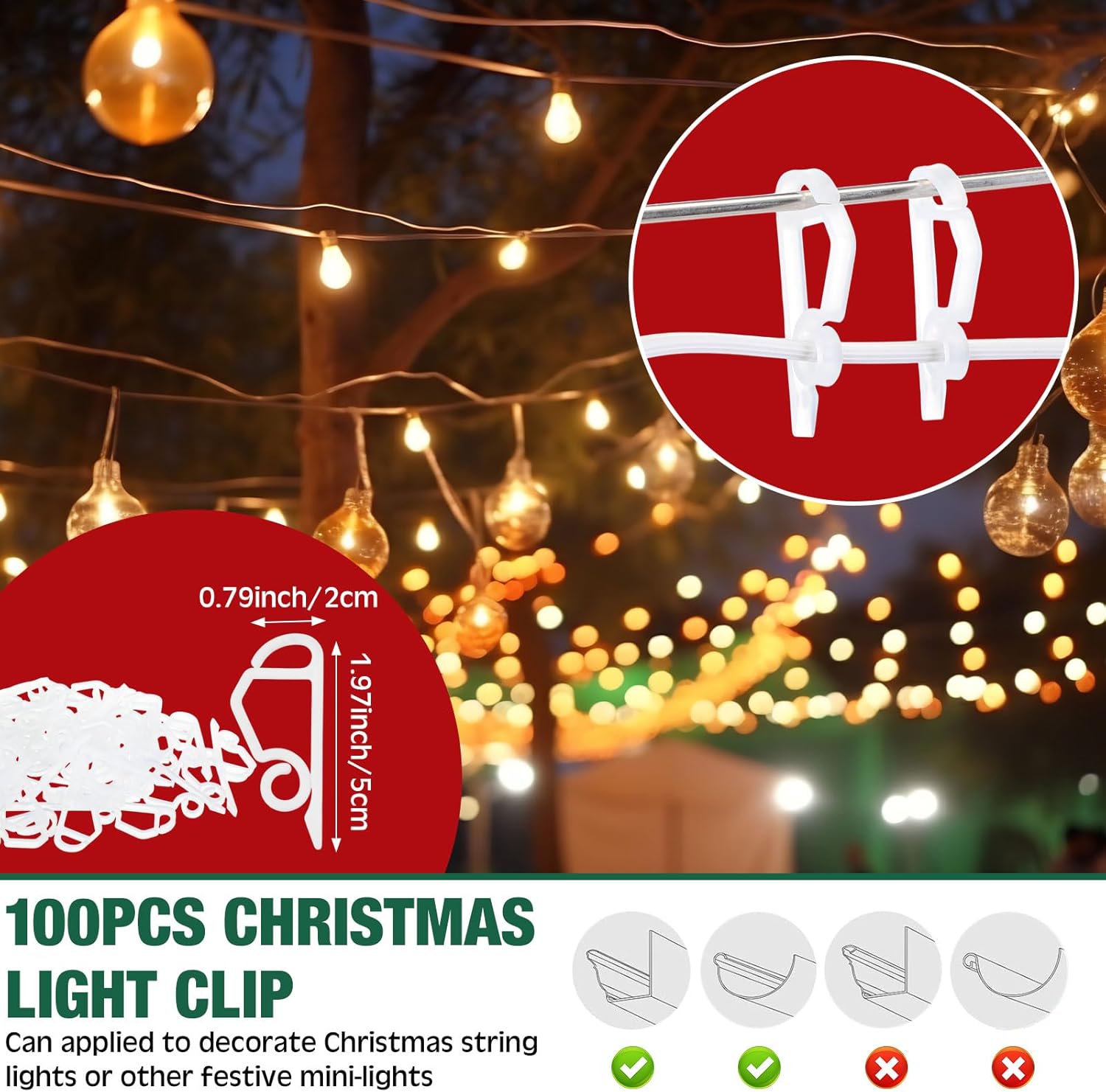 117 Pcs SPT-2 Electrical Wire 18 AWG 2-Conductor Extension Wire Zip Cord with Plugs and Light Clips for Christmas Indoor Outdoor Lighting Accessories (100ft,White)