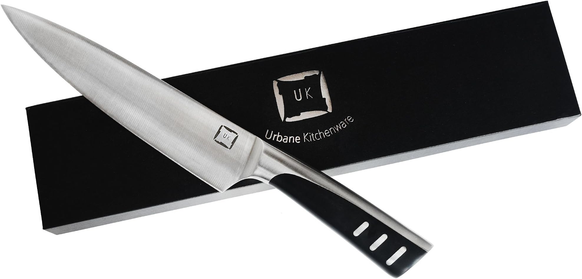 Urbane Kitchenware Premium Stainless Steel Chefs Knife - 8 Inch High Carbon Stainless Steel Kitchen Knives - 5 Cook Star Professional Quality - Razor Sharp Blade - Comfortable Ergonomic Handle