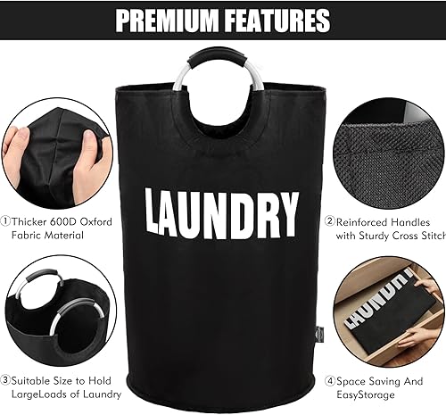 Miniatura 7 de DOKEHOM - Canasta de lavandería extragrande de 160 litros (7 colores), bolsa de lavandería plegable, canasta de ropa alta y autónoma, contenedor de